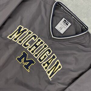 Michigan Wolverines Jacket Mens Size XL Gray Windbreaker Embroidered Side Zip